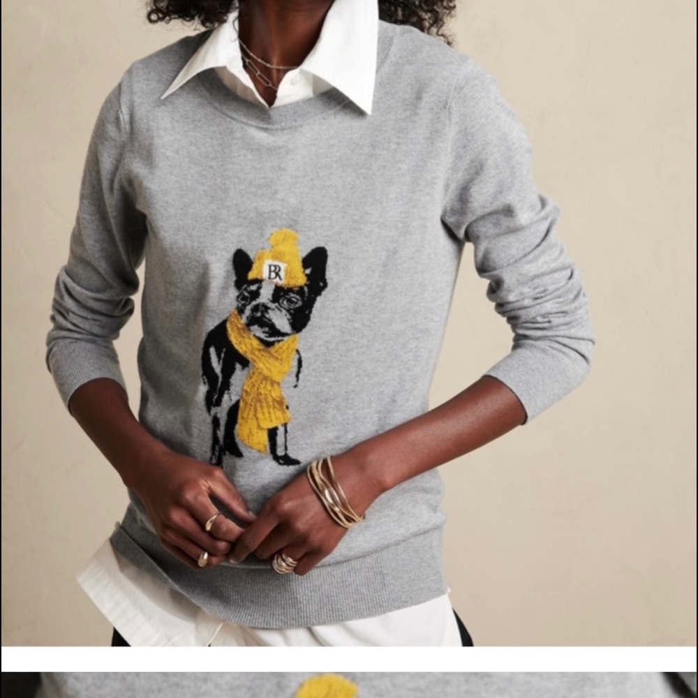 Banana Republic L sweater w/bulldog/Boston terrier